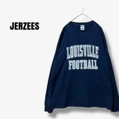 y10925 JERZEES カレッジプリント　カットソー　ロンT ビッグ　紺