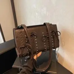 レディース ハンドバッグ リボン、ブラウン