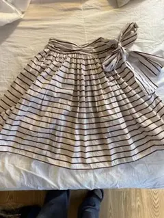 miu miu ストライプ リボン　フレアスカート　ミュウミュウ