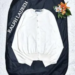 ラルフローレン　ポニー刺繍カーディガン　羽織り　コットン　アイボリー　春夏