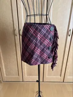 Burberry blue label チェック スカート サイドフリンジ