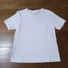 【無印良品】ホワイト コットン Tシャツ ポケット付き・サイズL