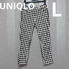 ユニクロ　レギンス　足首　クロップド　チェック　美品　ストレッチ
