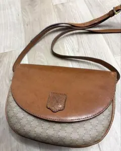 CELINE ブラウン レザー ショルダーバッグ