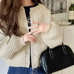 【タグ付き】【mily bilet】2wayぽこぽこ軽量クロップド丈ニット