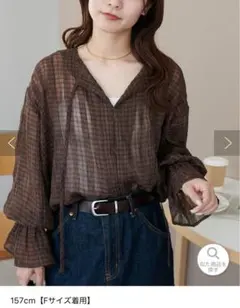 シアーチェックスキッパーブラウス