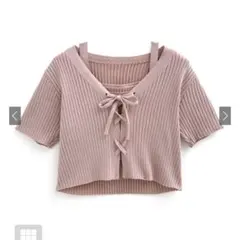 レースアップカーディガン×キャミソールニットアンサンブル[k9360e]