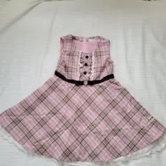 ピンク チェック柄 ノースリーブ ワンピース リズリサ 110cm