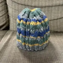 カラフルニット帽子　冬用手編みハンドメイド