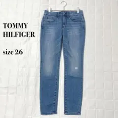 .TOMMY HILFIGER スキニーデニム ブルーダメージサイズ26