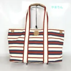 TORY BURCH トリーバーチ トートバッグ ボーダー キャンバス 大容量