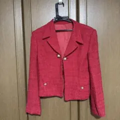 赤いツイード風ショートジャケット