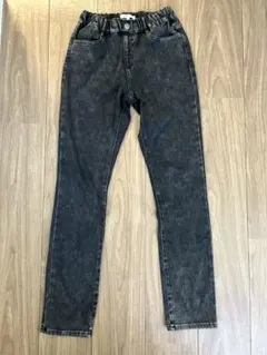 グローバルワーク ストレッチ デニム パンツ ズボン ブラック 黒 160