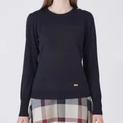 美品✨バーバリーBLUE LABEL ニット　金ボタン　ロゴプレート　38 M
