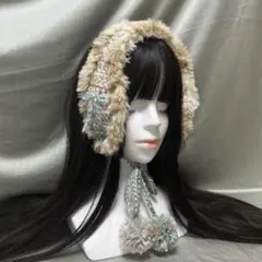 の*ん様 一点物 イヤーマフ イヤマフ ヘッドドレス ハンドメイド　ボンネット