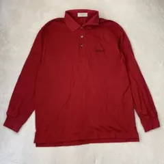 アダバット ポロシャツ 長袖 コットン ロゴ刺繍 バックプリント ドック レッド