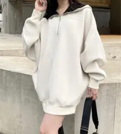 Chico ハーフジップフードスウェットミニワンピース