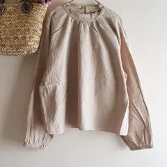 新品　SM2☆ベージュ／オーバーレース切替ブラウス