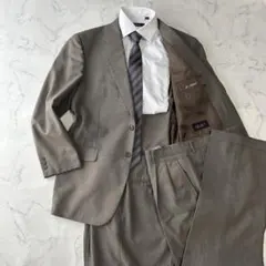 【パンツ2本】 ROCHI スーツ　セットアップ　ビジネス　グレーブラウン　Lのサムネイル