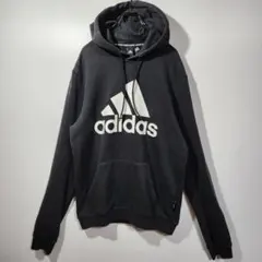 adidas　フーディー　パーカー　L　ビッグロゴ　デカロゴ　ブラック　古着