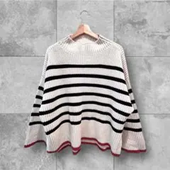 本日限定　ボーダー　ニット　セーター ハイネック Ｌサイズ