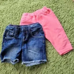 BabyGAPデニムショートパンツとピンクレギンス2枚セット 80cm