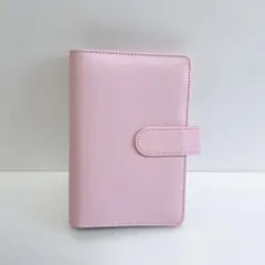 PUレザーノートバインダー A 6 ピンク 6リングバインダーカバー