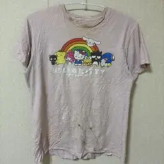 산리오 キャラクター Ｔシャツ クルーネック 半袖 M ピンク 綿