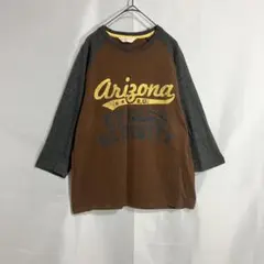 【Arizona 七分袖ラグラン/カットソー/両面プリント】ブラウンLのサムネイル