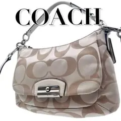 微美品 COACH コーチ シグネチャー 2wayショルダーバッグ 白レザー