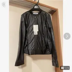 未使用品　ナチュラルビューティーベーシック　レザー　ジャケット　ノーカラー　黒
