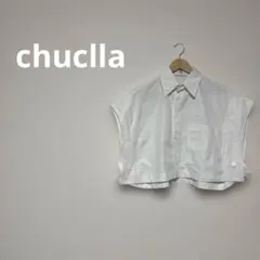 chuclla 変形ノースリーブシャツ ショート丈 ホワイト 綿100%のサムネイル