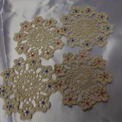 ハンドメイド かぎ針編み ドイリー 3枚セット