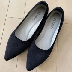 steppi 洗える 撥水 グリッターポインテッドパンプス フラットシューズ