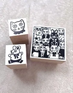 新品　3点　北岸由美　スタンプ　サンビー SANBY うさぎがぎゅうぎゅう