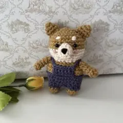 ちいさなあみぐるみ⭐︎サロペットを着た柴犬くん⭐︎ハンドメイド⭐︎ちょっと大きめ♡