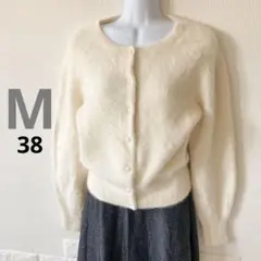 NOLLEY’S sophiヘアリーパール釦ウールカーディガン ホワイトM 38