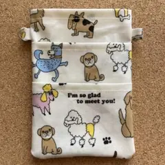 ラミネート　オーガナイザー　ナースポーチ　作業用ポーチ　犬柄　わんこ