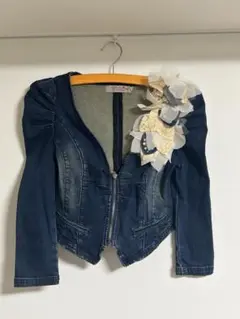 【美品】an to you アントゥーユー デニムジャケット 花モチーフ付き