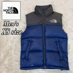 ノースフェイス ヌプシ ダウンベスト ネイビー グレー メンズ XSサイズ