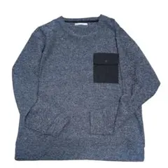 ikka グレー ポケット付き長袖カットソー L　フリース　メンズ