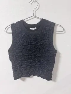 MURUA ダークブルー クロップドニットベスト