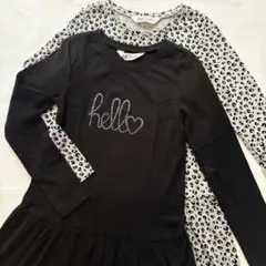新品　H&M 長袖　コットンジャージーワンピース　2枚組　140