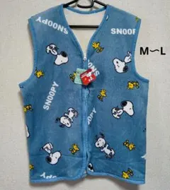 PEANUTS SNOOPY レディース フリースベスト スリーパー М L 青