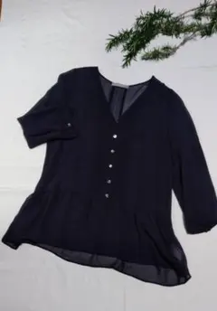 theoryluxe セオリーリュクス シルク ブラウス ネイビー 美品