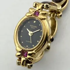 【稼働】SUNLORD クオーツ 石付 ブラック レディース