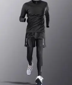 メンズ　スポーツウェア　大きいサイズ　3XL　長袖　スパッツ　ジム　ランニング