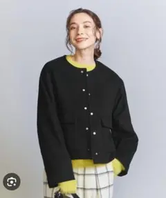 BEAUTY&YOUTH ノーカラーショートコート Sサイズ 黒