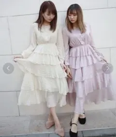 【lissi Boutique】ティアードワンピース(Ｆ)ロングワンピース 星柄