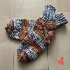 【4】　毛糸靴下　ルームソックス　ハンドメイド　手編み　手作り　靴下　小さめ